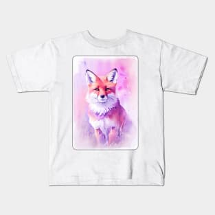 Fox Watercolor Portrait 3 Kids T-Shirt